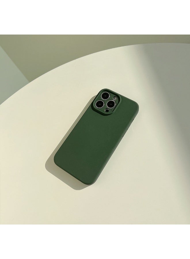NIBEMINENT Liquid Silicone Solid Color Protective TPU Case Cover For iPhone 15 Plus, Dark Green
