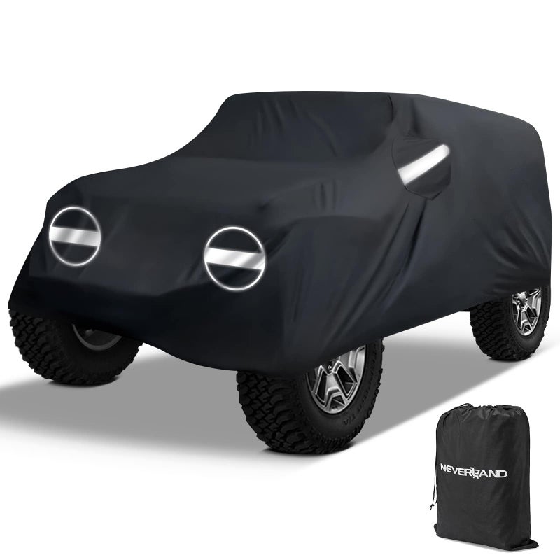 Wrangler Cab Cover for 19872025 Jeep Wrangler JK JL CJ TJ 2 DoorNEVERLAND Half Car Cover Waterproof Oxford with Reflective StripSun Snowproof Cab Car Cover Black