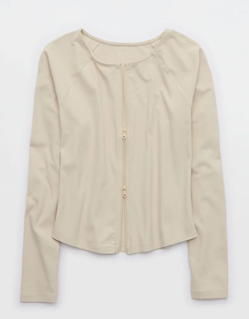 Aerie  OFFLINE By Aerie Real Me Xtra Ribbed Full Zip Jacket for Women | Best Price UAE