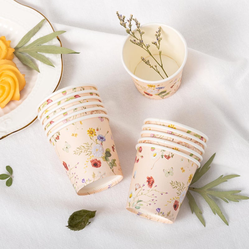 Crisky 3oz Bathroom Cups[300 Pack] Disposable Paper Dixie Cup, Elegant Vintage Floral Small Mouthwash Cups, Hot/Cold Beverage Coffee, Dessert for Birthday Parties, Home-use, Picnics, Ceremonies - Image 5