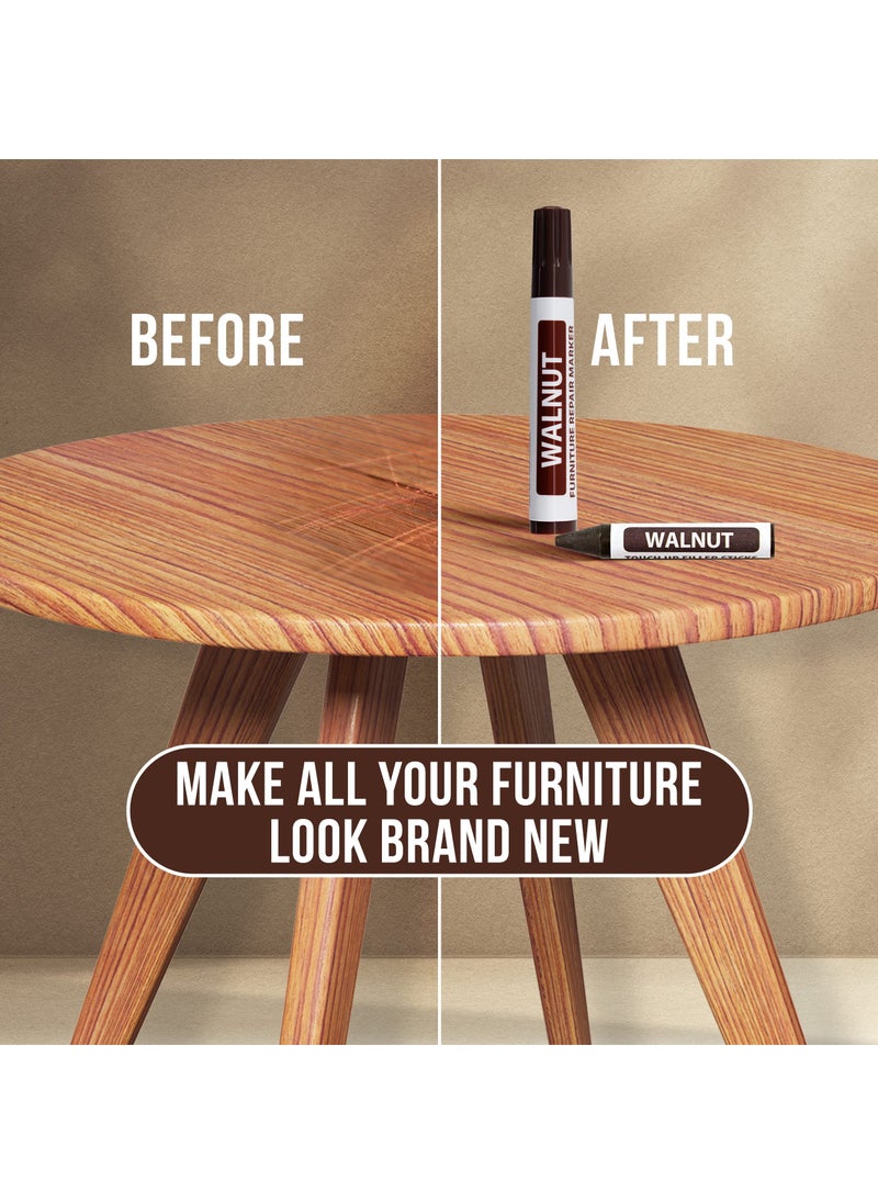 Alruht - Furniture Repair Kit, Wood Markers and Wax Sticks with Sharpener Kit for Stains, Scratches, Wood Floors, Tables, Carpenters, Bedposts, Touch Ups and Cover Ups - Image 1