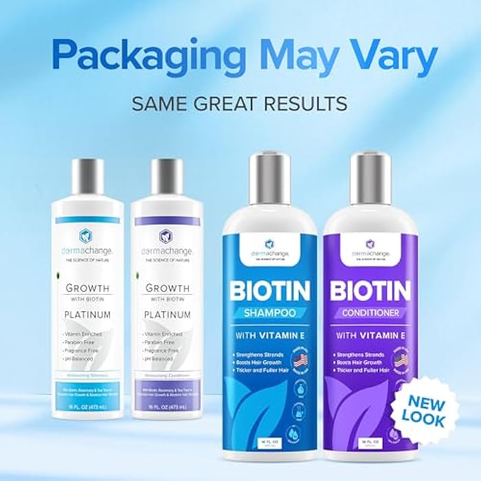 dermachange Hair Growth Biotin Shampoo and Conditioner - Deep Hydrating Conditioner for Dry Damaged Hair, Sulfate Free & Volumizing - 2 Pack, 8oz - Image 2