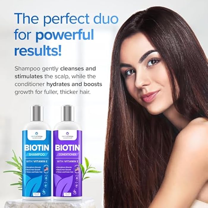 dermachange Hair Growth Biotin Shampoo and Conditioner - Deep Hydrating Conditioner for Dry Damaged Hair, Sulfate Free & Volumizing - 2 Pack, 8oz - Image 5
