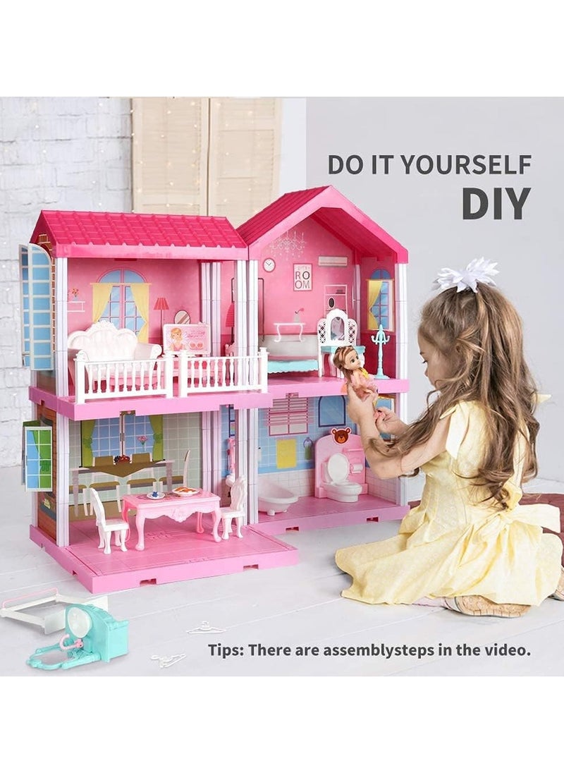 TOY GARDEN DIY Dollhouse Dreamhouse Building Toy with Furniture, Pets & Dolls – 11 Rooms Playhouse, Movable Slides – Perfect Gift for Boys & Girls  - Image 3