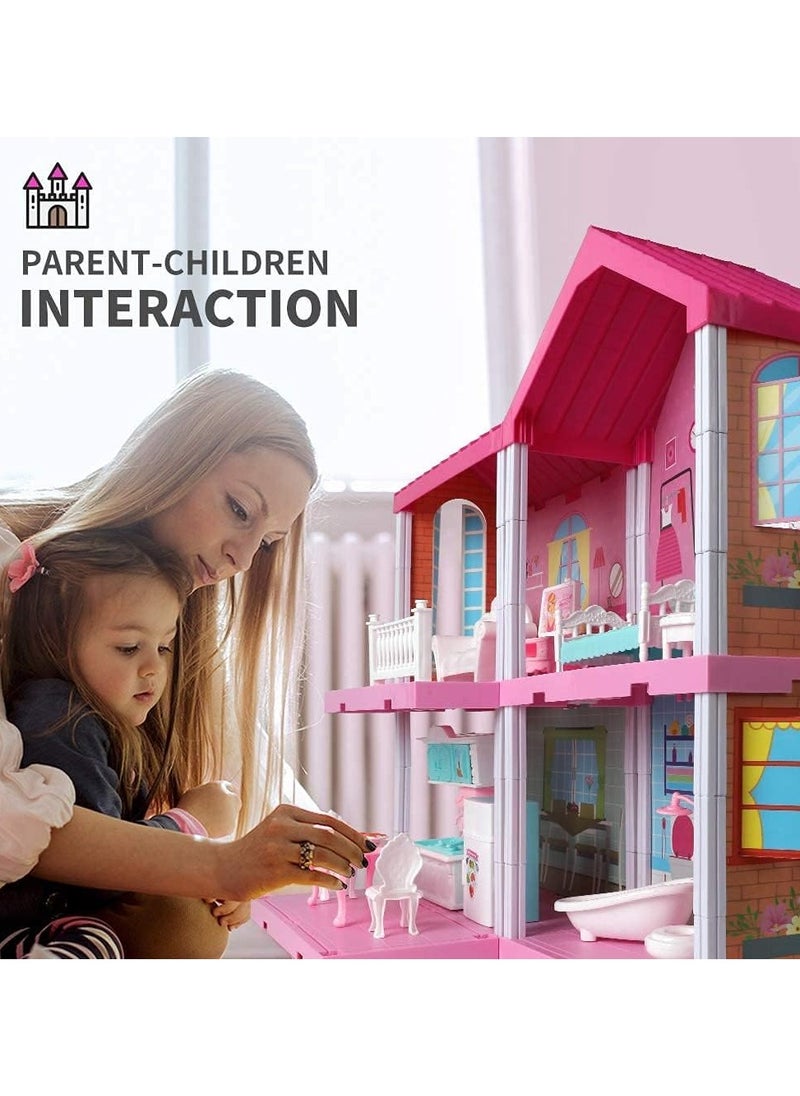 TOY GARDEN DIY Dollhouse Dreamhouse Building Toy with Furniture, Pets & Dolls – 11 Rooms Playhouse, Movable Slides – Perfect Gift for Boys & Girls  - Image 5