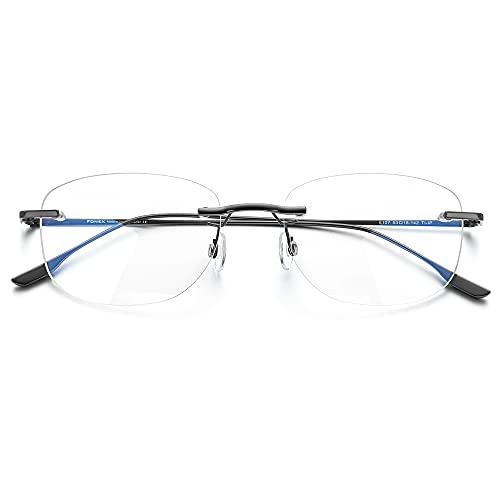 FONEX Metal Square Eyeglasses,Rimless Frameless Lightweight Glasses Frame for Men (8107 Grey) - Image 4