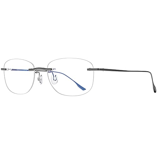 FONEX Metal Square Eyeglasses,Rimless Frameless Lightweight Glasses Frame for Men (8107 Grey) - Image 5