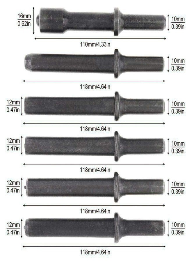 DELE 7 Pcs Air Hammer Rivet Bit Set, Dele 0.401 Shank Smoothing Pneumatic Air Rivet Hammer Tools Kit with Spring - Image 2
