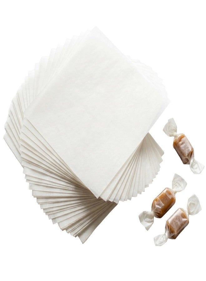 FIESTA WRAPS Wax Paper Candy Wrappers for Caramels (300 Pcs 5x5 in) - Wax Paper Sheets for Candy - Caramel Wrappers Nonstick - Pre Cut Parchment Squares - Taffy Wrappers - Hamburger Patty Squares - Image 1