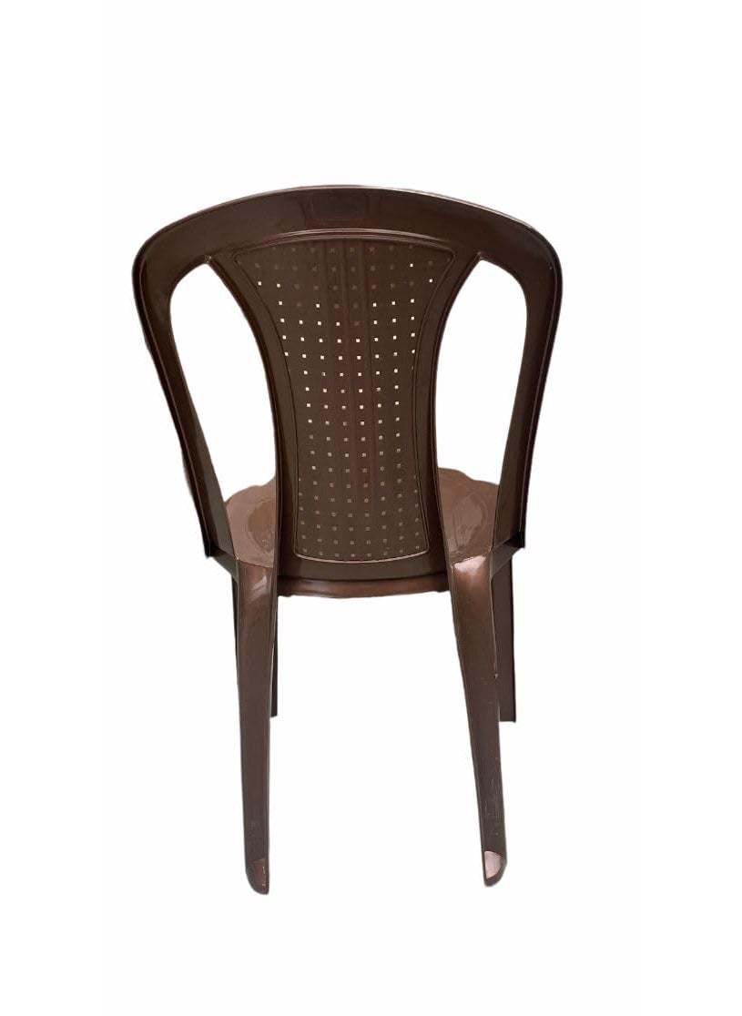 Anmol ANMOL Oppo Chair ARMLESS Set of 6 Brown Fully Comfort Plastic Outdoor Chair Brown PreAssembled  - Image 4