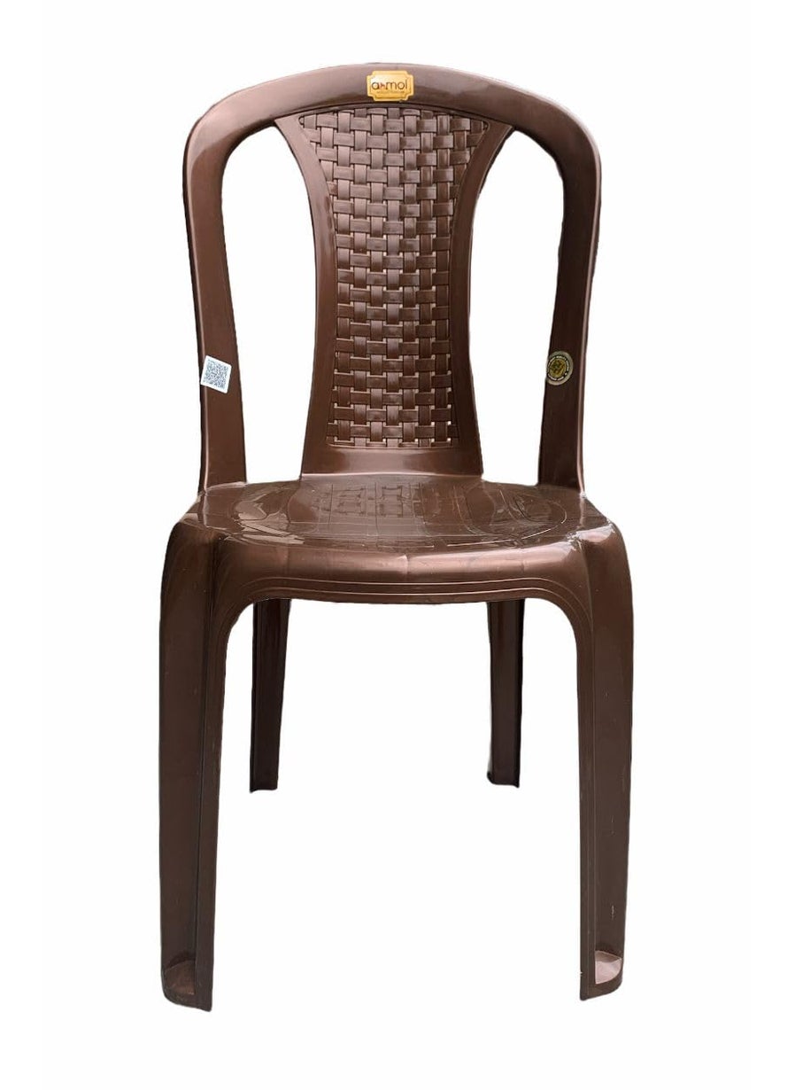 Anmol ANMOL Oppo Chair ARMLESS Set of 6 Brown Fully Comfort Plastic Outdoor Chair Brown PreAssembled  - Image 2