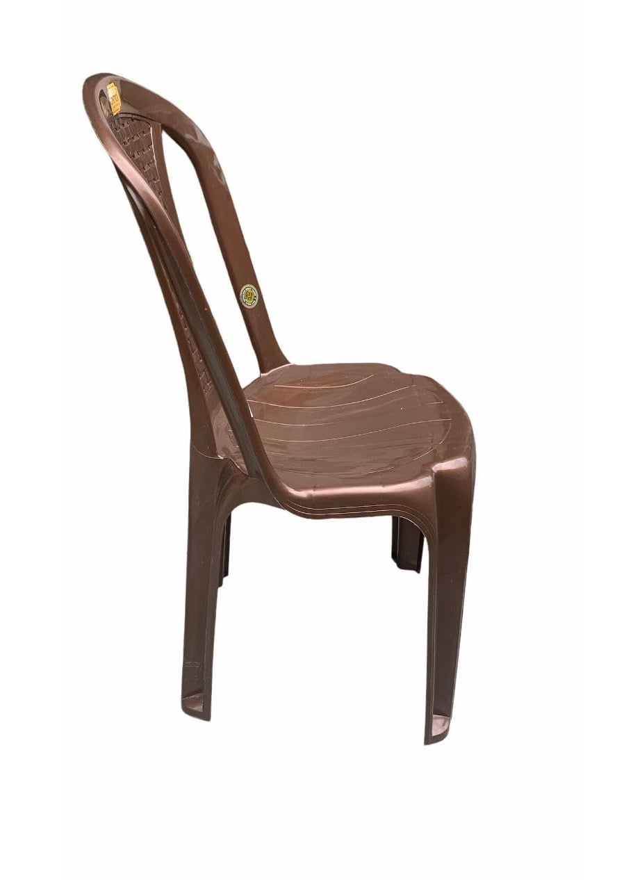 Anmol ANMOL Oppo Chair ARMLESS Set of 6 Brown Fully Comfort Plastic Outdoor Chair Brown PreAssembled  - Image 5