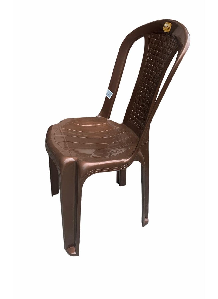 Anmol ANMOL Oppo Chair ARMLESS Set of 6 Brown Fully Comfort Plastic Outdoor Chair Brown PreAssembled  - Image 3