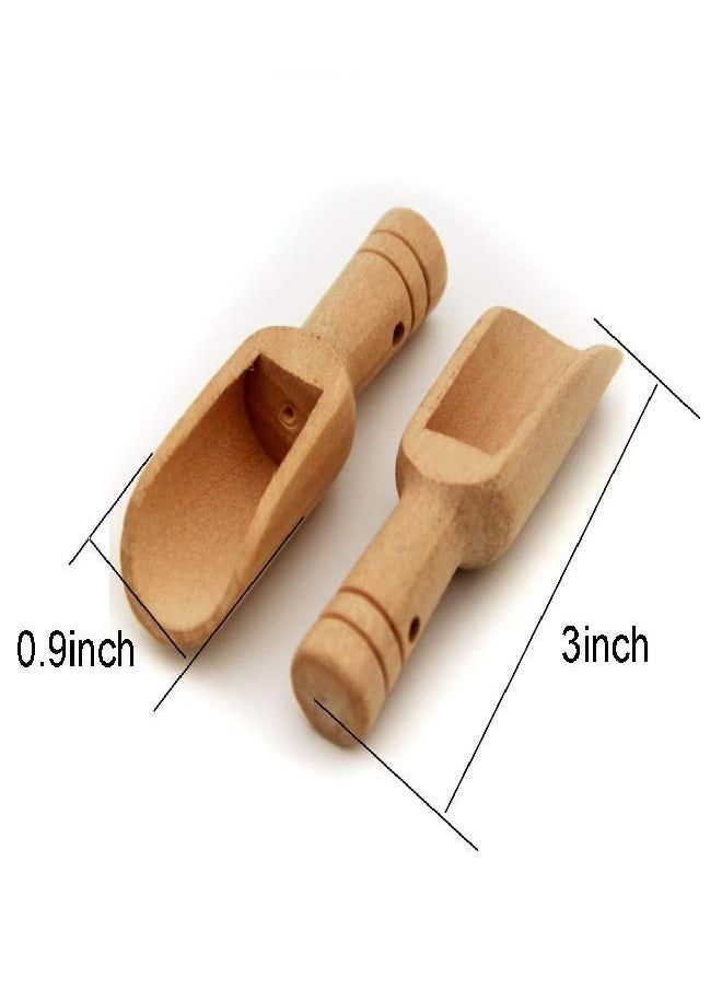 lasenersm 6 PCS Mini Wooden Scoops Bath Salt Spoon 3 Inch Long for Bath Salts, Candy, Spices, Laundry Detergent, Tea, Coffee Beans  - Image 2