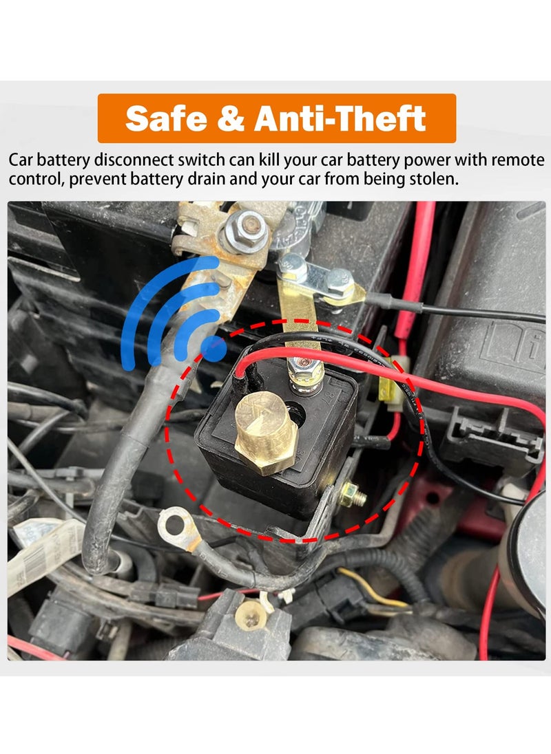 KASTWAVE - DC12V 200A Remote Battery Disconnect Kill Switch for Camper, Marine, Truck, Trailer, RV: Upgraded Anti-Theft, Prevent Battery Drain, with 2 Wireless Keys, (Black Negative Wire at Bottom) - Image 1