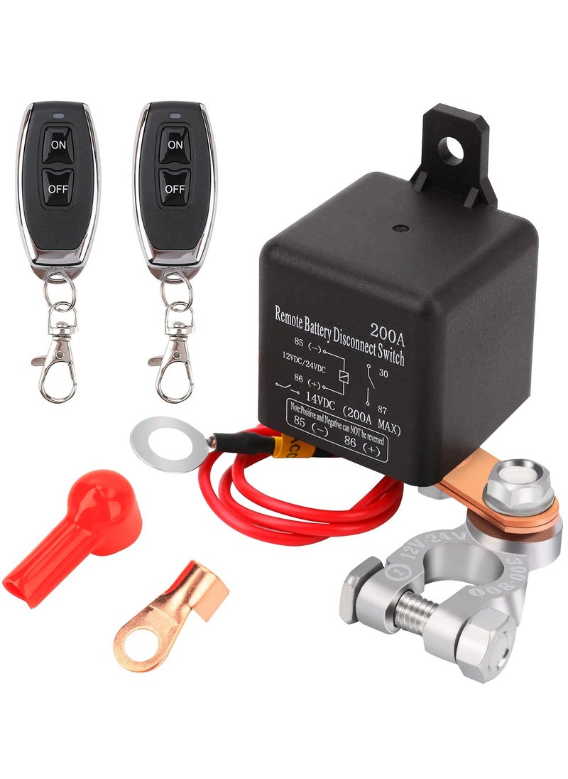 KASTWAVE - DC12V 200A Remote Battery Disconnect Kill Switch for Camper, Marine, Truck, Trailer, RV: Upgraded Anti-Theft, Prevent Battery Drain, with 2 Wireless Keys, (Black Negative Wire at Bottom) - Image 1