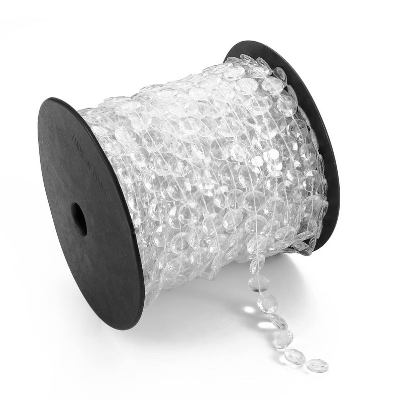 Jerler 99 Feet Crystal Garland Beads Trim Acrylic Clear Ideal Crafting Projects for DIY and Home Party Wedding Decorations Clear