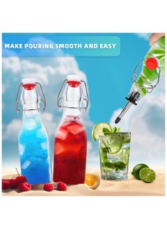 SKYLINK 8 Pack 8oz Glass Swing Top Bottles with Airtight Lids – Reusable Glass Bottles for Juice, Water, Soda, and Kombucha – Includes Extra Silicone Seals, Chalkboard Labels, Funnel & Pour Spout  - Image 4
