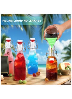 SKYLINK 8 Pack 8oz Glass Swing Top Bottles with Airtight Lids – Reusable Glass Bottles for Juice, Water, Soda, and Kombucha – Includes Extra Silicone Seals, Chalkboard Labels, Funnel & Pour Spout  - Image 5