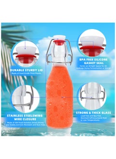 SKYLINK 8 Pack 8oz Glass Swing Top Bottles with Airtight Lids – Reusable Glass Bottles for Juice, Water, Soda, and Kombucha – Includes Extra Silicone Seals, Chalkboard Labels, Funnel & Pour Spout  - Image 3