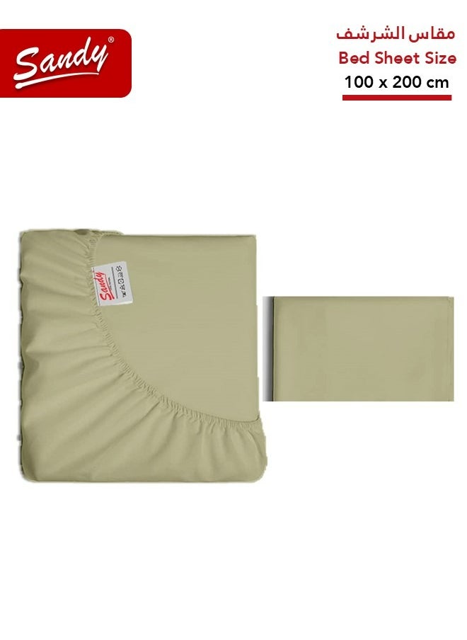 Sandy Sandy Premium Hotel Quality Fitted Sheet and Pillow Case, Bed Sheet 2 Pieces Set, Soft & Breathable and Cooling, Twin Size 100 x 200 cm, Olive  - Image 1
