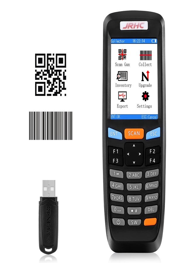 JRHC 1D 2D Portable Inventory Scanner,JRHC Collector Counter 2.4G Wireless Barcode Scanner Long Transmission Distance Multifunctional 2.8 Inch LCD Screen Barcode Reader for Warehouse, Library, Store - Image 1