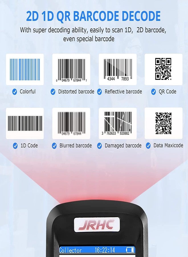 JRHC 1D 2D Portable Inventory Scanner,JRHC Collector Counter 2.4G Wireless Barcode Scanner Long Transmission Distance Multifunctional 2.8 Inch LCD Screen Barcode Reader for Warehouse, Library, Store - Image 3