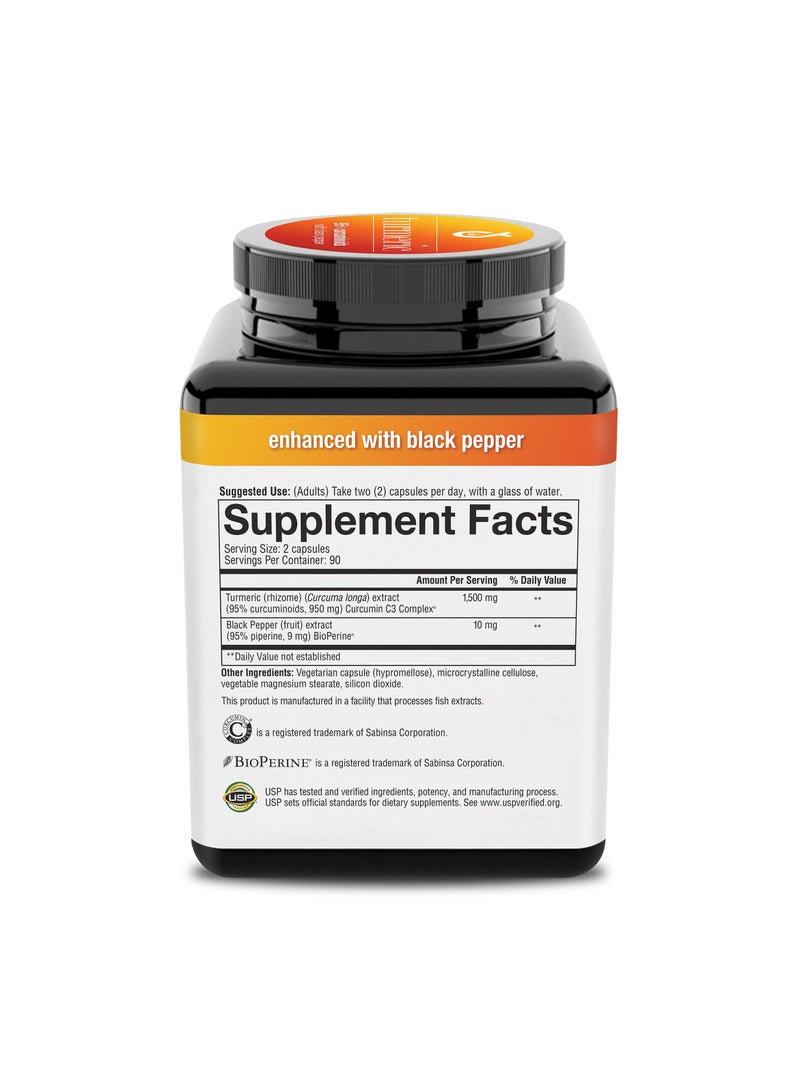youtheory Turmeric Extra Strength Formula 1000 Mg Supports Healthy Inflammation Response 180 Vegetarian Capsules - Image 3