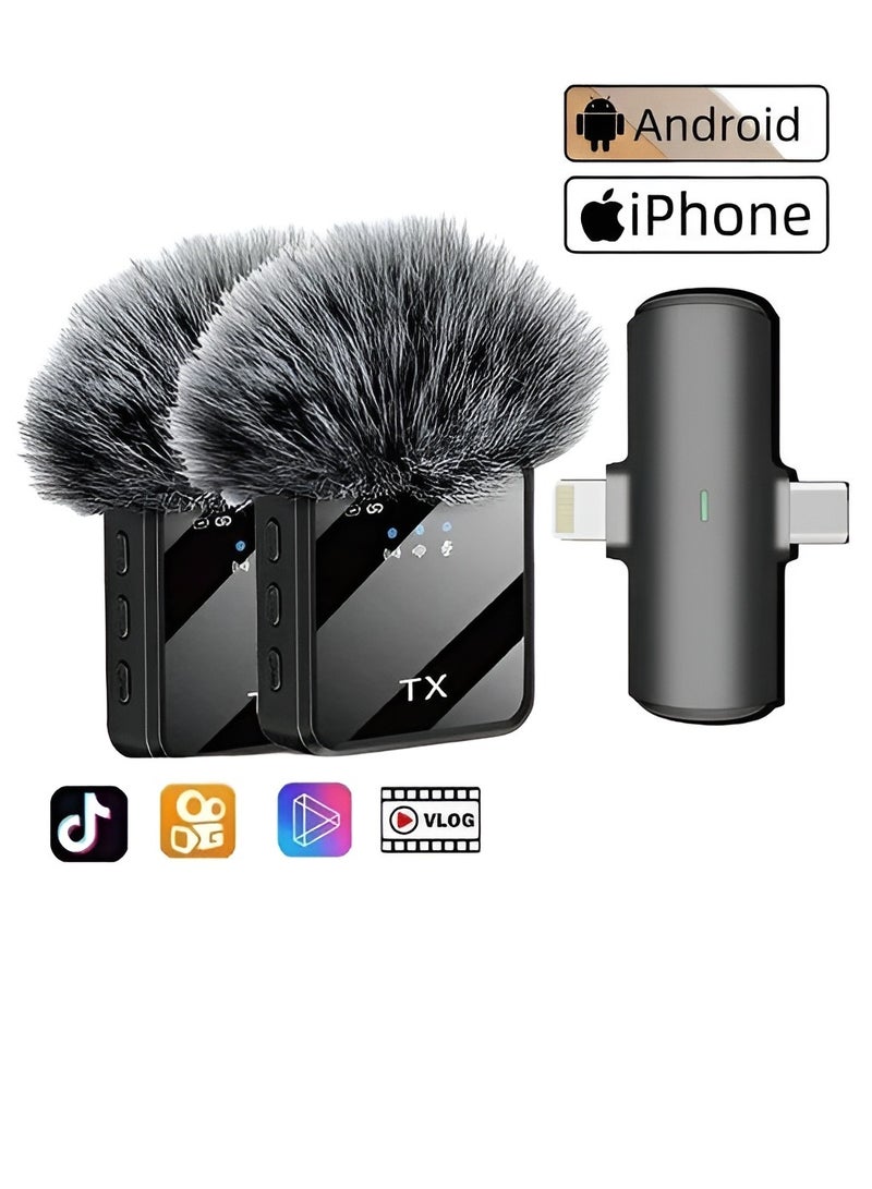 ماركة غير محددة ميكروفون لافاليير لاسلكي مزدوج لأجهزة iOS وAndroid مع خاصية تقليل الضوضاء للفصول الدراسية عبر الإنترنت وتسجيل المقابلات وتسجيل الفيديو والبث المباشر على تيك توك وتسجيل الفيديو عبر الهاتف المحمول - Image 2