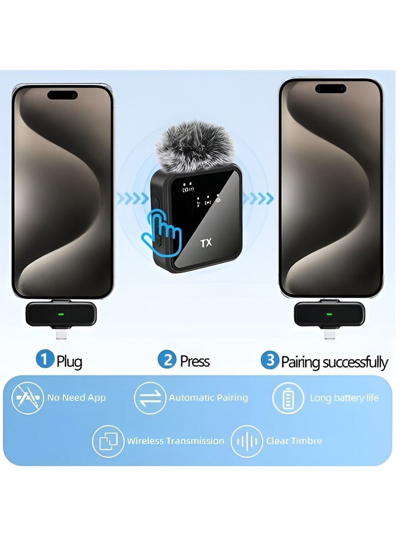 ماركة غير محددة ميكروفون لافاليير لاسلكي مزدوج لأجهزة iOS وAndroid مع خاصية تقليل الضوضاء للفصول الدراسية عبر الإنترنت وتسجيل المقابلات وتسجيل الفيديو والبث المباشر على تيك توك وتسجيل الفيديو عبر الهاتف المحمول - Image 5