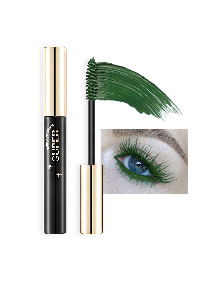 BINGBRUSH - Colored Colorful Waterproof Mascara for Eyelashes Set,Blue White Black Brown Purple Long lasting Charming Voluminous Cruelty Free Vegan Eye Makeup (A-1Pc 4# Green, A) - Image 1