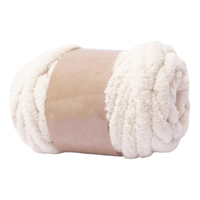 MagiDeal Thick Chunky Yarn Arm Knit Yarns Filling Handcrocheted Jumbo Tubular Yarn Bulky Yarns for Craft Knitted Blanket Pet Bed Sweaters Beige White