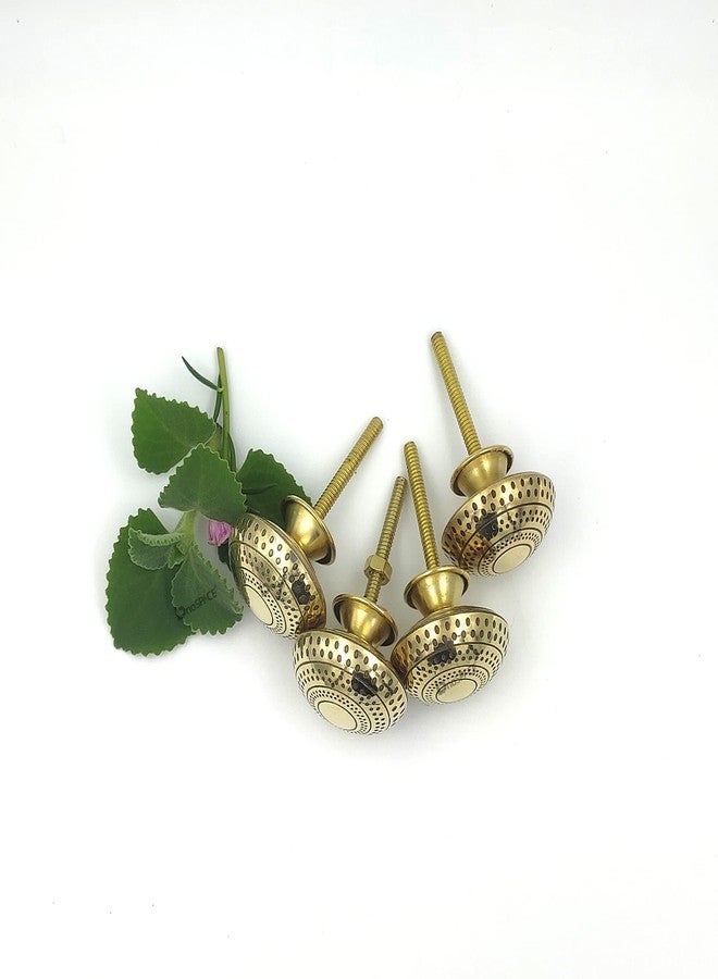 BnoSpace Brass Cupboard Cabinet Door Knobs Drawer Pulls and Hardware Knob Push Handle Knobs for Cabinets/Handmade Classic Hardware Decor, 38 mm (Set of 4) - Image 2