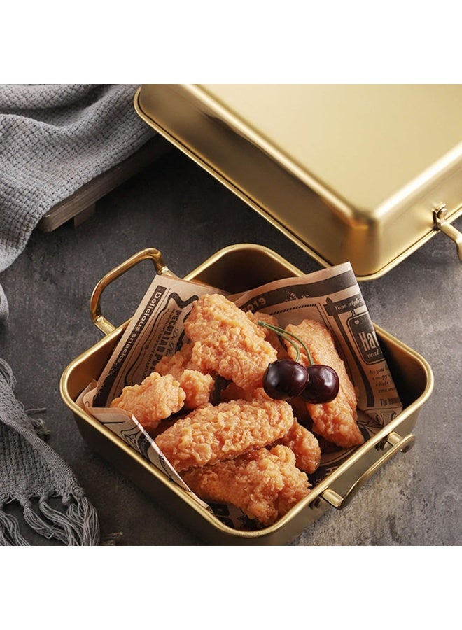 Stainless Steel Square Cake Pan, Nonstick Baking Dish with Side Handles, 16cm Professional Bread & Pastry Mold, Durable Square Plate for Cakes, Nougat & Sourdough, Oven & Dishwasher Safe (Gold) - Image 4