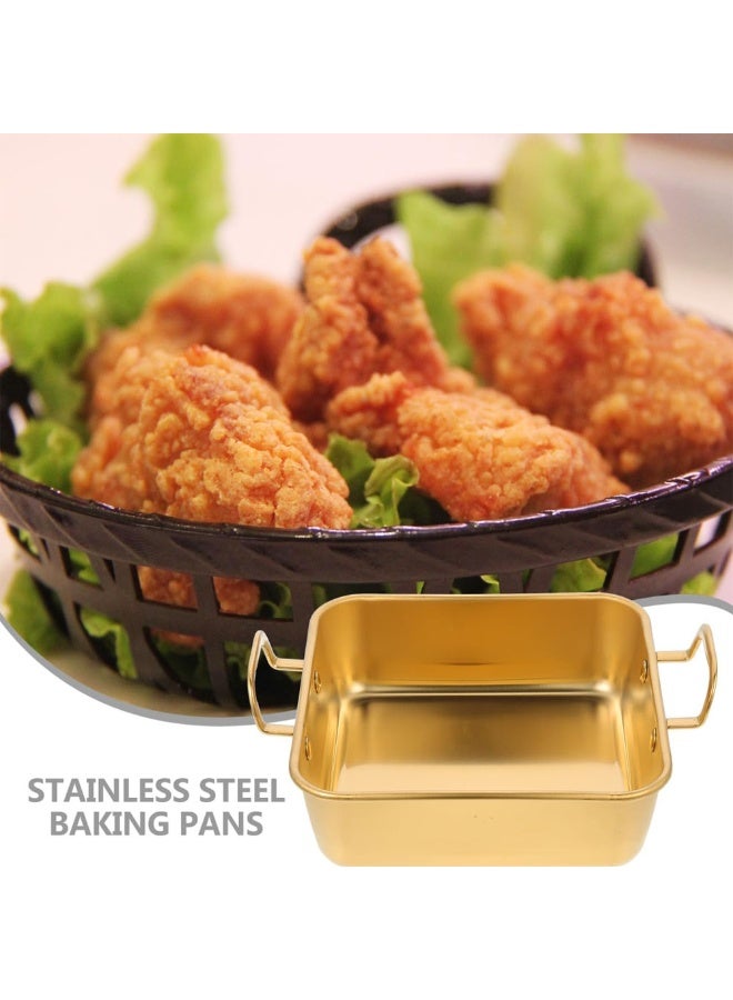 Stainless Steel Square Cake Pan, Nonstick Baking Dish with Side Handles, 16cm Professional Bread & Pastry Mold, Durable Square Plate for Cakes, Nougat & Sourdough, Oven & Dishwasher Safe (Gold) - Image 3