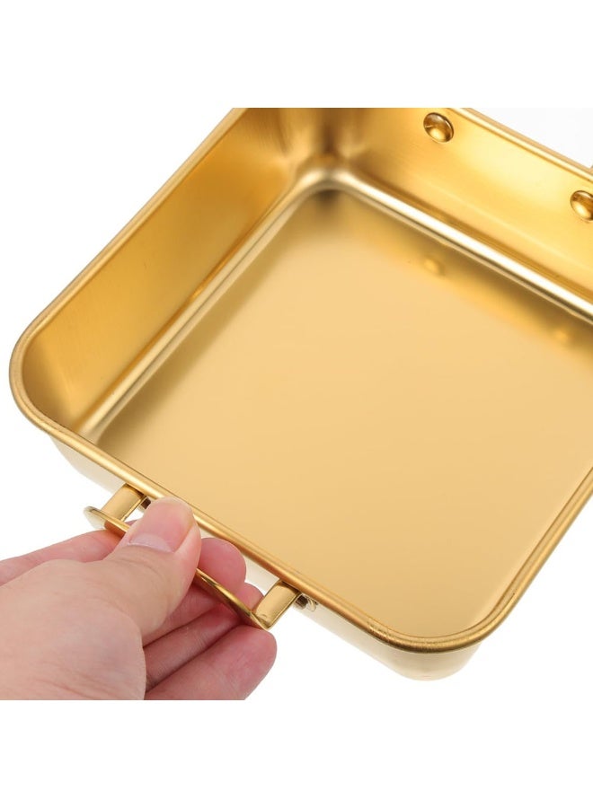 Stainless Steel Square Cake Pan, Nonstick Baking Dish with Side Handles, 16cm Professional Bread & Pastry Mold, Durable Square Plate for Cakes, Nougat & Sourdough, Oven & Dishwasher Safe (Gold) - Image 2