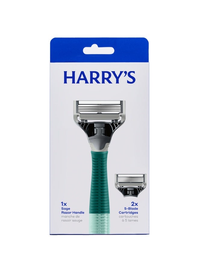 Harry's شفرات هاري للرجال، عبوتان من 5 شفرات ومقبض حلاقة واحد، حكيم - Image 1