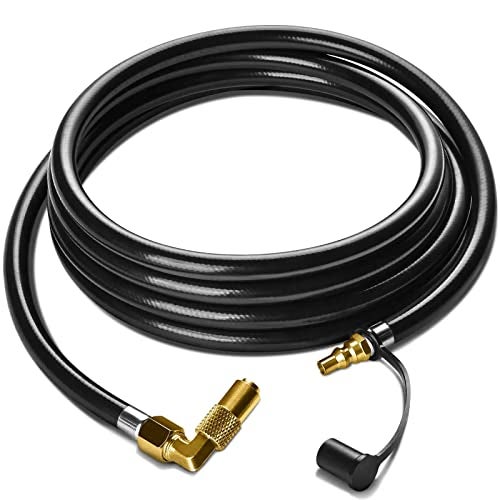 GasXpert خرطوم غاز البروبان السريع المحسن للسيارات الترفيهية إلى الشوايات، 12 قدم خرطوم غاز البروبان للسيارات الترفيهية مع محول الكوع بلاكستون، مناسب لشواية بلاكستون 22 بوصة و 17 بوصة - Image 1