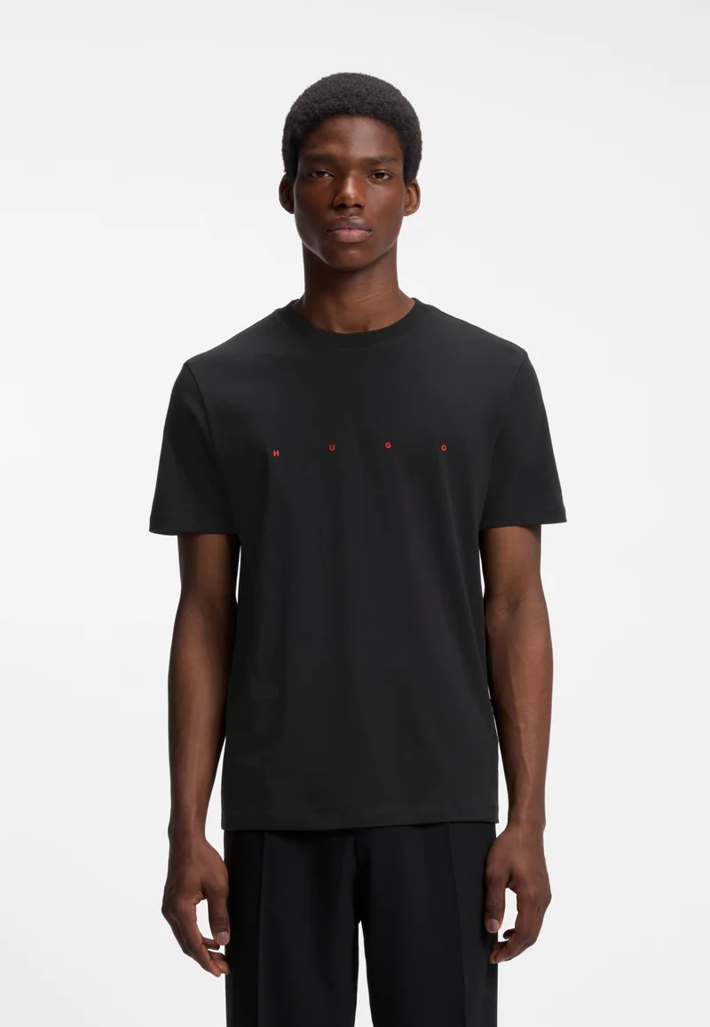 HUGO Cotton-jersey T-shirt with logo detail
