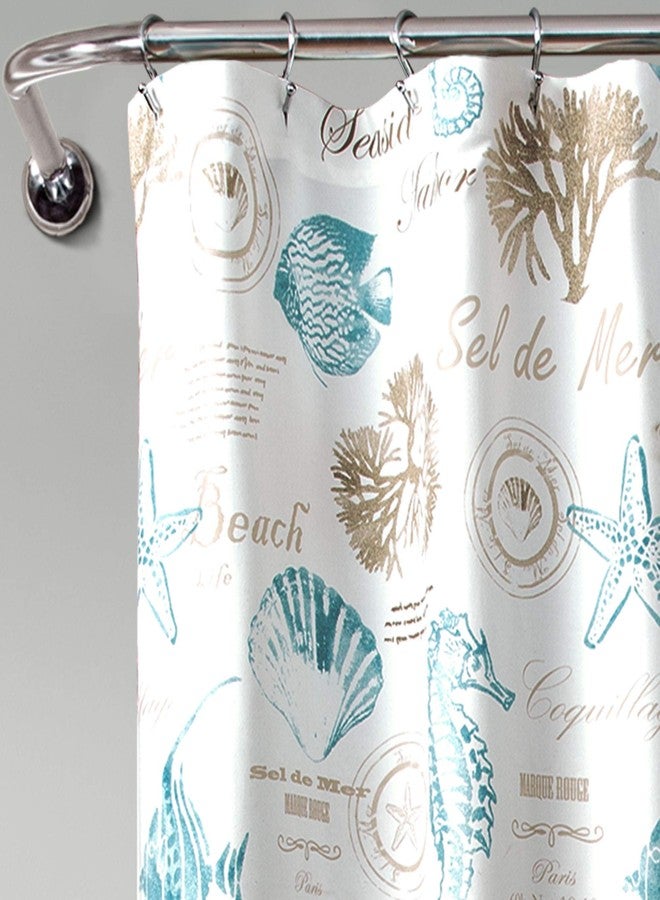 Lush Decor Harbor Life Shower Curtain, 72" W x 72" L, Blue & Taupe - Fabric Shower Curtians - Coastal Decor - Ocean Bathroom Curtain - Beach House - Image 2