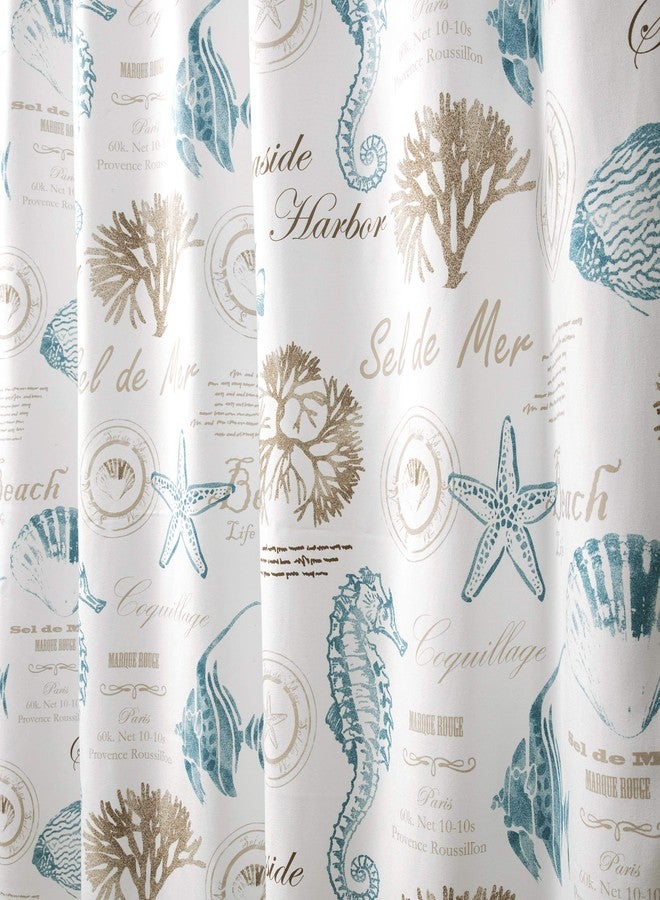 Lush Decor Harbor Life Shower Curtain, 72" W x 72" L, Blue & Taupe - Fabric Shower Curtians - Coastal Decor - Ocean Bathroom Curtain - Beach House - Image 3