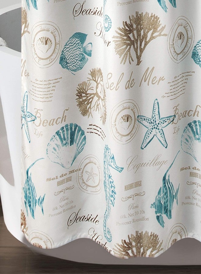 Lush Decor Harbor Life Shower Curtain, 72" W x 72" L, Blue & Taupe - Fabric Shower Curtians - Coastal Decor - Ocean Bathroom Curtain - Beach House - Image 4