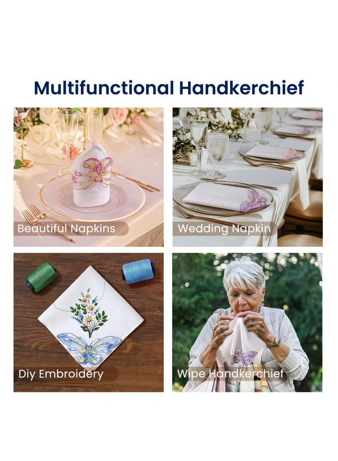 Selected Hanky Women's Cotton Handkerchiefs with Butterfly Lace at Corner, Ladies Hankies 8 Pcs - Image 5