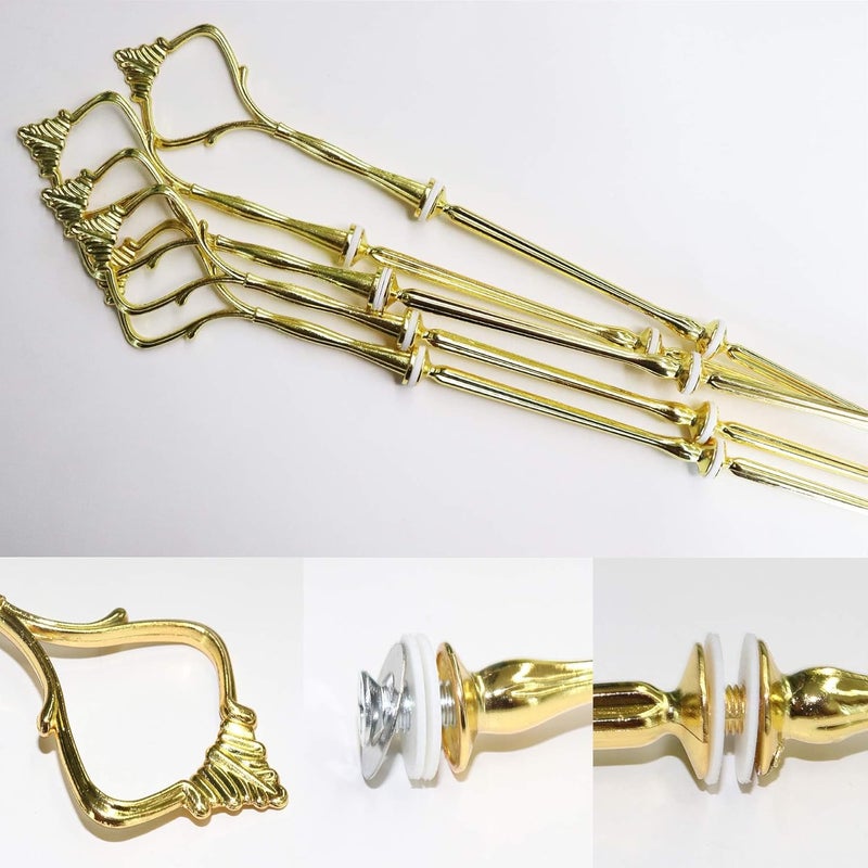 Happy Will 3 Tier Tiered Tray Hardware Kits Fruit Cake Plate Handle Fitting Hardware Rod Dessert Stand Holder Golden Crown 5 Set（Plate not Included） - Image 2