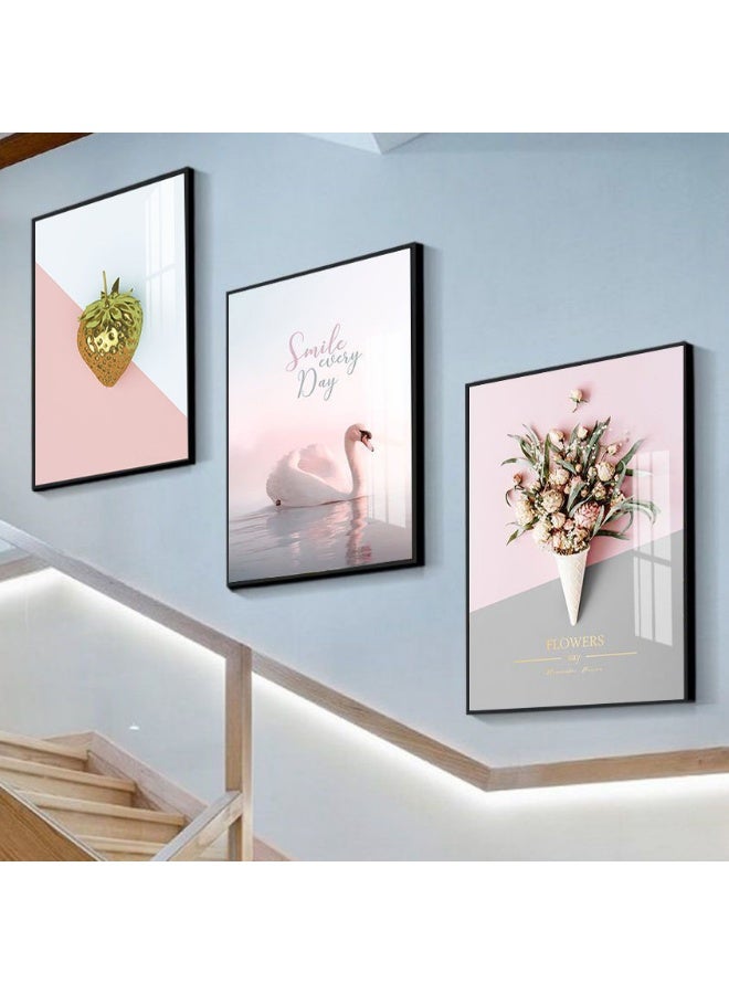 KBKBART Set Of 3 Framed Canvas Wall Arts Pictures Stretched Over PS Frame Paintings for Living Room Dining Room Bedroom Office Home Decor - Image 4