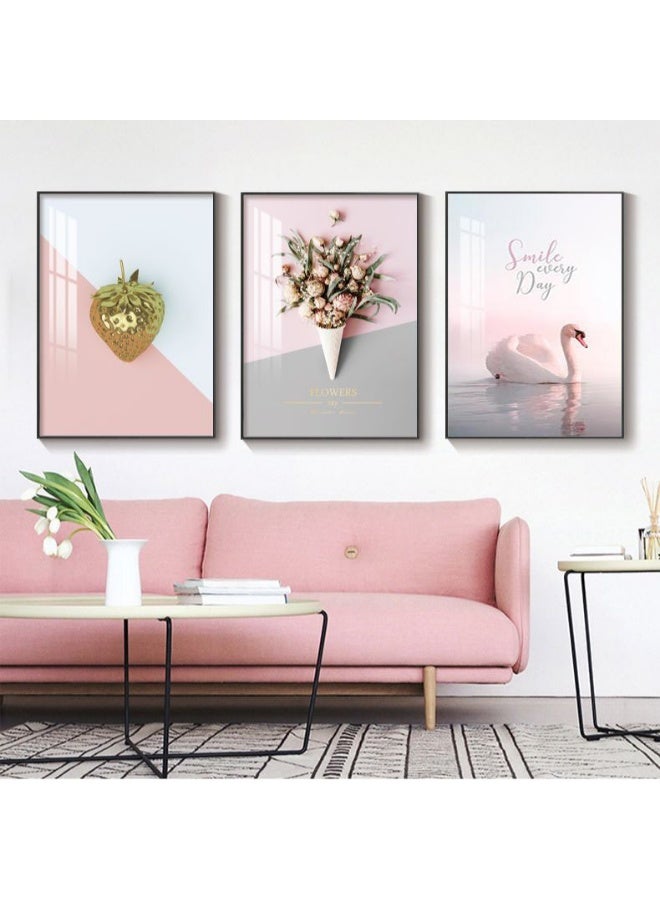 KBKBART Set Of 3 Framed Canvas Wall Arts Pictures Stretched Over PS Frame Paintings for Living Room Dining Room Bedroom Office Home Decor - Image 2