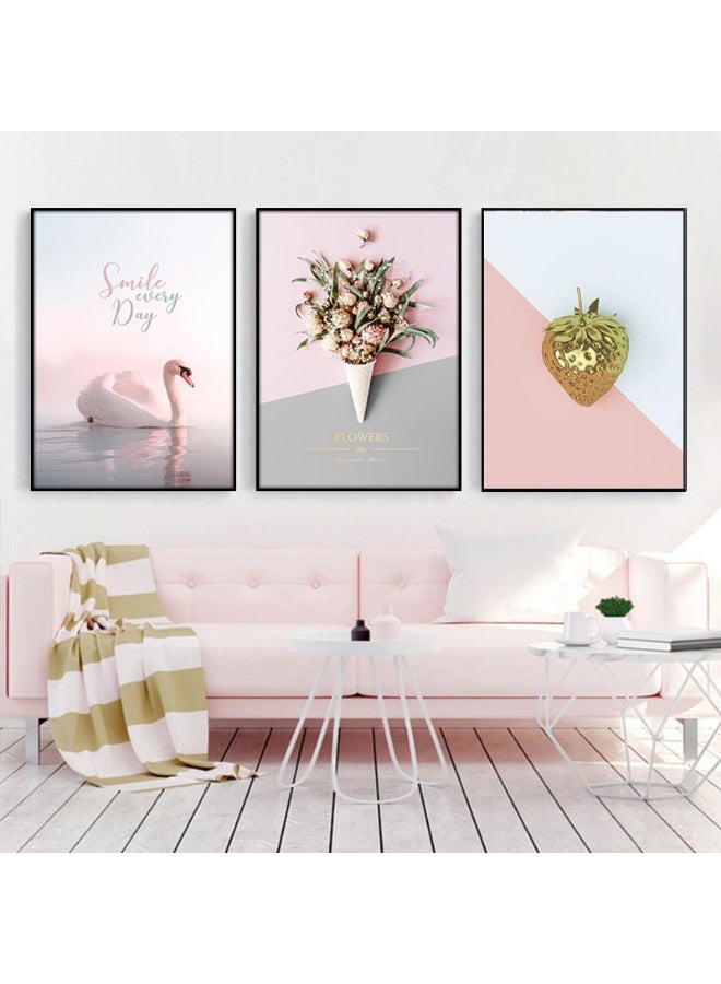 KBKBART Set Of 3 Framed Canvas Wall Arts Pictures Stretched Over PS Frame Paintings for Living Room Dining Room Bedroom Office Home Decor - Image 5