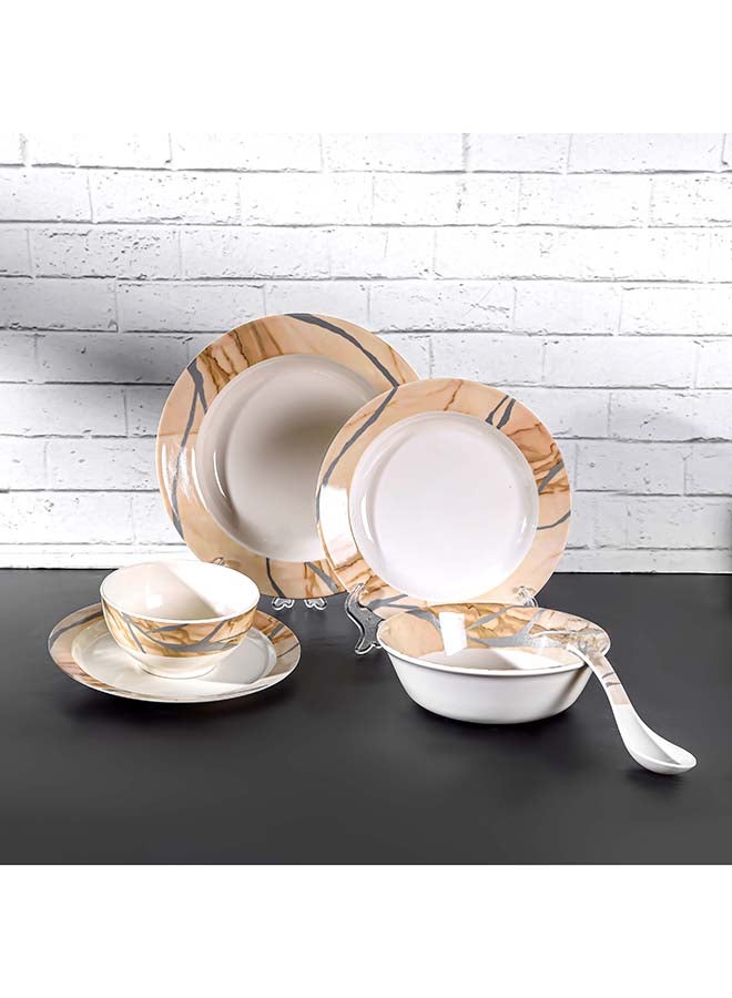 Royalford 32pcs Melamineware Dinner Set RF12510 Includes Deep and Side Plates, Serving and Rice Bowls and Soup Spoons Dishwasher-Safe and Freezer-Friendly Food-Grade Multicolor 3kg - Image 3