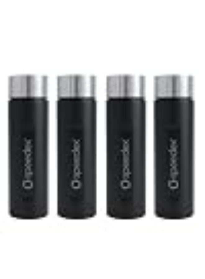 Speedex Black Stainless Steel Water Bottle 1 Litre Set of 4 | Single Wall Water Bottles | BIS Approved Reusable Bottles for Kids & Adults | School, Office, Gym & Travel - Image 1