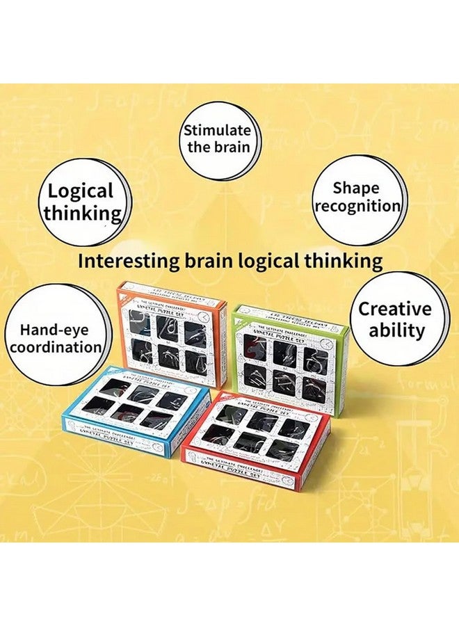 Parteet PARTEET Brain Teasers Metal Wire Puzzle Toys Metal Puzzle Toys for Gifts, Party Favors, Prizes, Disentanglement Puzzle Unlock Interlock Toys - Iq Puzzle Brain Teaser (6Pc)(Random Puzzle) - Image 2